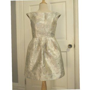 Anthropologie XXS silver metallic fit flare cocktail dress